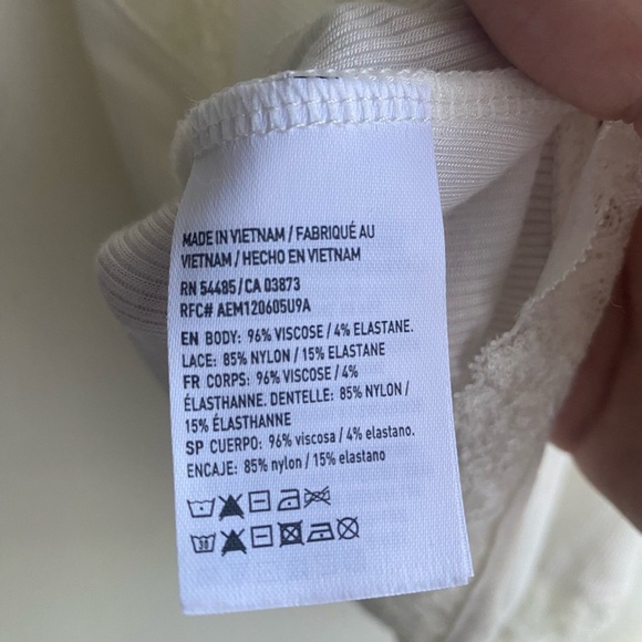 NWT American Eagle Outfitters White Lace Cami Strappy Ribbed Rib Knit Stretchy - Picture 6 of 7